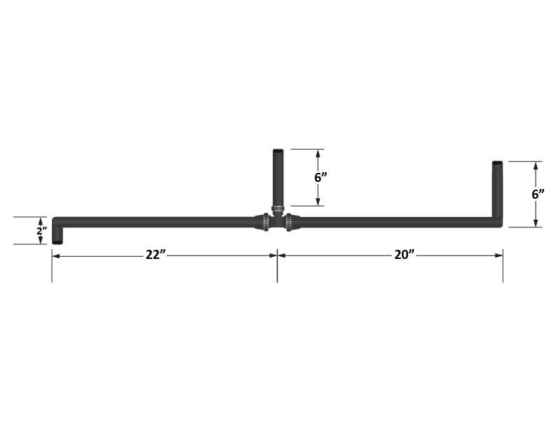 Fleece Universal pre-formed 5/8" hose with 90º ends and T-fitting