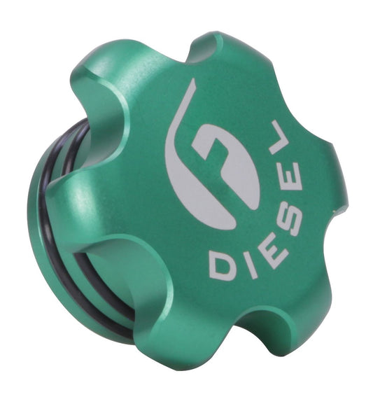 Fleece Performance Green Anodized Billet Fuel Cap for 2013-2018 Cummins